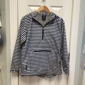 Charles River SZ M Anorak Windbreaker Rain Jacket nautical striped hoodie